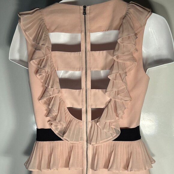 BCBGMaxAzria SZ6 Britt Bare Pink Flowy Dress Cut Outs Fairy Coquette Party - Picture 11 of 14